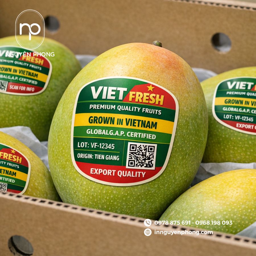 In tem nhãn dán trái cây hoa quả